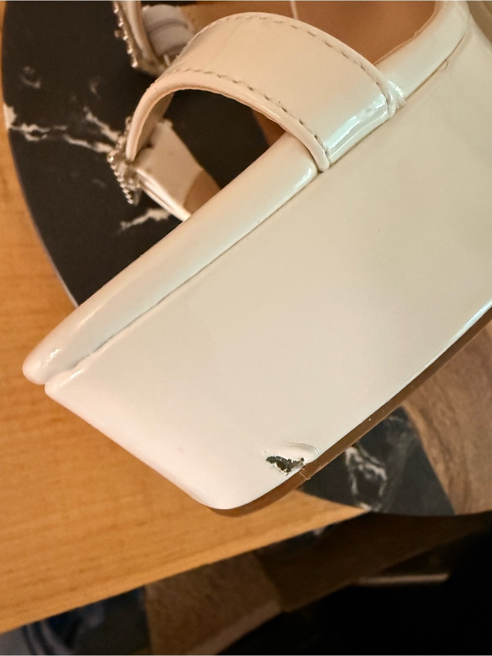 White Women’s Shoulder Bag - Minimal Patent Leather Design